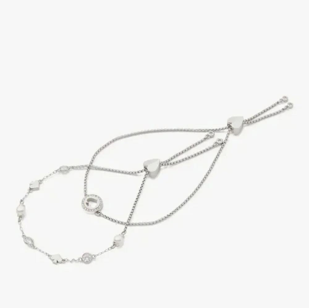 Kate Spade Spot The Spade Box Set of 2 Slider Bracelets Silver / Clear - Picture 4 of 16